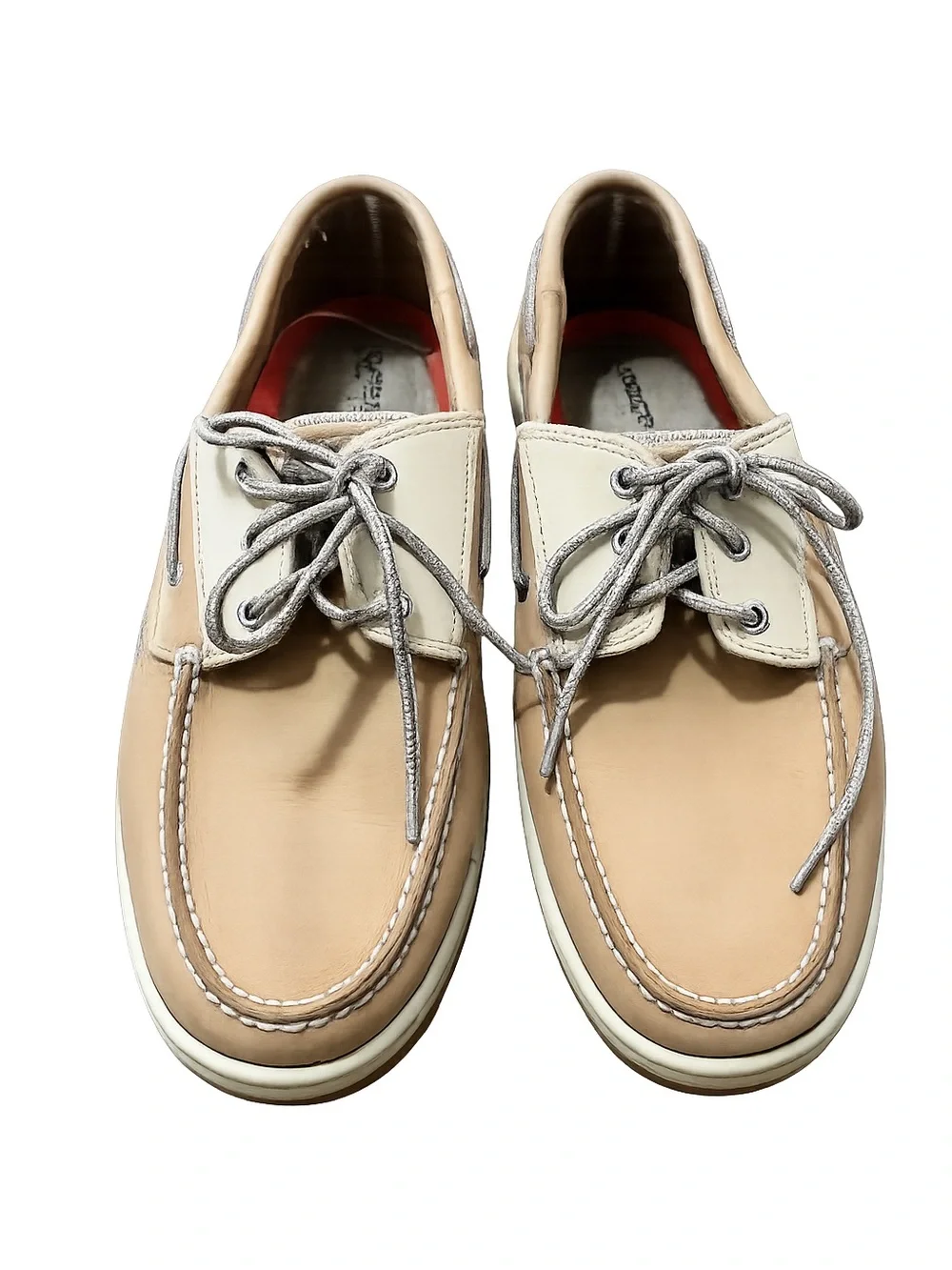 Sperry Top-Sider Men’s 13M Leather Boat Shoes Tan Beige Lace Up Casual Deck Shoe